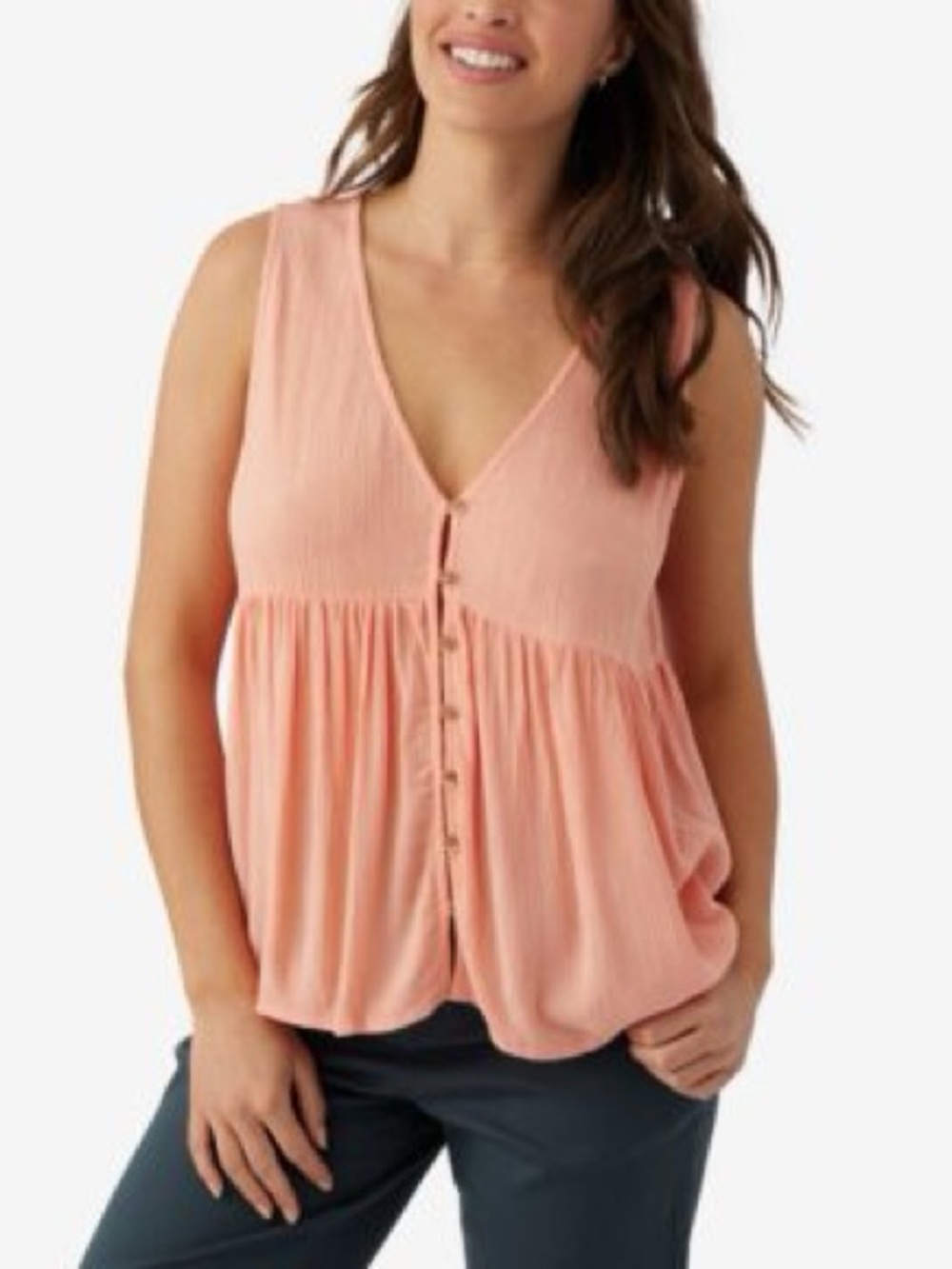 O'Neill Peach Chrystie Button Front